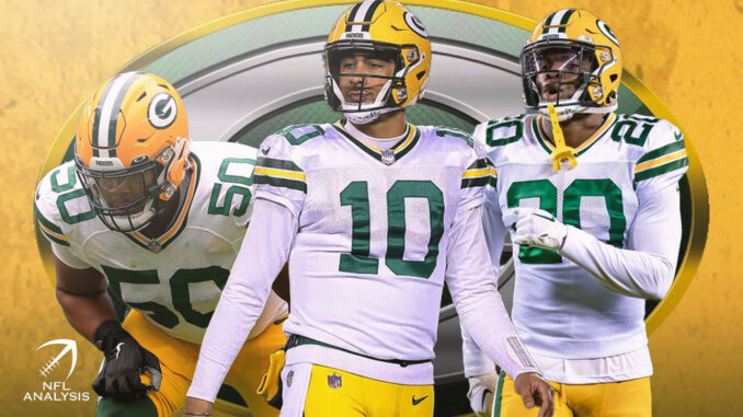 Zach Tom, Jordan Love, Rudy Ford, Packers