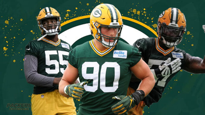 Brenton Cox Jr., Lukas Van Ness, JJ Enagbare, Packers