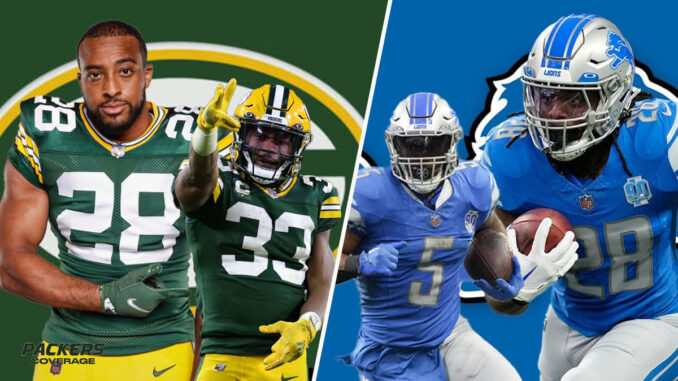 AJ Dillon, Aaron Jones, Jahmyr Gibbs, David Montgomery, Packers, Lions